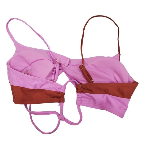 No Boundaries Junior's Pink Rust Twist Front Adjustable Strap Lace Back Bikini L - Picture 6 of 6